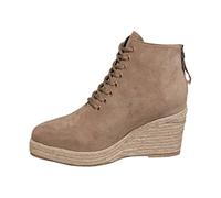Botines para mujer, botas de vaquero con hebilla, tacón bajo, elegantes botas occidentales de media altura, caqui, 40 EU