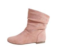 Botines para mujer, cómodos, modernos, tacón plano, suela antideslizante, botas informales, boho, caña hueca, aspecto de ante, botas de otoño, para paseos por la ciudad, Estilo R01 Rosa, 38.5 EU