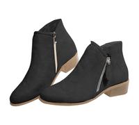 Botines para mujer con cremallera lateral, botines de tacón bajo para mujer, puntera de almendra del Reino Unido, botines elegantes de tacón de bloque, botines de boda, zapatos para exteriores con