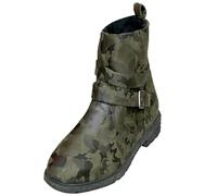 Botines para mujer, de ante, con hebilla, tacón de bloque, para traje regional, elegante, media altura, tacón de bloque, botas occidentales, verde, 40 EU