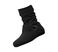 Botines para mujer, de ante, con hebilla, tacón en bloque, botas de entretiempo, botas de entretiempo, botas de entretiempo, botas de entretiempo, botas occidentales, botas occidentales, Negro , 39