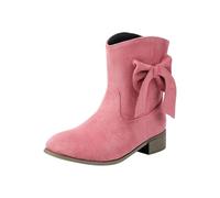 Botines para mujer de ante marrón, botas de vaquero para mujer, de caña corta, elegantes, bajas, modernas, suaves, cómodas, informales, antideslizantes, de un solo color, Rosa., 34 EU