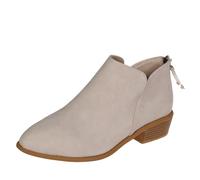 Botines para mujer, de ante y media botas, con cremallera, para otoño, tacón de bloque, botas de entretiempo, botas cortas, botas occidentales, tacón de bloque, media altura, botas occidentales