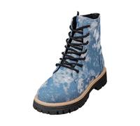 Botines para Mujer de Punta Redonda con Tacón Ancho y Diseño de Cordones para una Elegancia Cómoda en tu Vestimenta Diaria (Blue, 38)