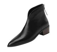Botines para mujer elegantes para vestir, botas Chelsea para mujer, suela de piel, estilo vintage, botas de piel de ante, tacón de bloque, botas cortas, botas de equitación, medias botas, Negro , 39
