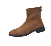 Botines para mujer forrados en negro elegantes con tacón corto, botas cortas de ante cómodas botas puntiagudas en el tobillo bota sencilla, botas Chelsea para el tiempo libre, botas bajas, zapatos