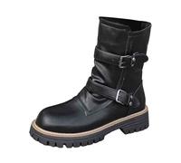 Botines para mujer, informales, modernos, para equitación, combate, cómodos, tacón bajo plano, punta redonda y cerrada, para invierno, otoño, zapatos para mujer, Negro , 42 EU