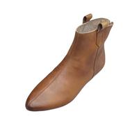 Botines para mujer planos de piel para mujer, punta puntiaguda, bota, vintage, bota baja, botas casuales, botas de pantorrillas finas, zapatos de color sólido, bota, botas de mediados, marrón, 36 EU