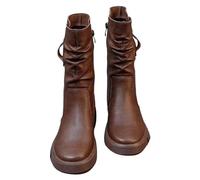 Botines para mujer sin tacón, con porcentaje de piel, elegantes y elegantes, botas cortas planas Louargat Lady Boot ankle Citytrip Cuero Botines elegantes Cowboy Boots, marrón, 40 EU