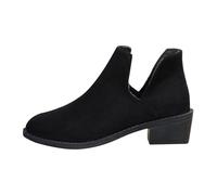 Botines para mujer, tacón medio, botines de vaquero, tacón en bloque, punta punteada, botas cortas, botas occidentales para mujer, elegantes botas de montaña, Negro , 39 EU