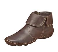 Botines planos para mujer, botas cortas para mujer, impermeables, botas de invierno, de piel sintética, botas cortas con cremallera, estilo vintage, botas puntiagudas, café, 43 EU