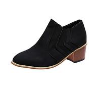 Botines romanos retro para mujer con tacón grueso, botines de tacón de bloque para mujer, ligeros, fáciles de poner, cómodos zapatos de caminar de ajuste ancho para salidas casuales de fin de semana