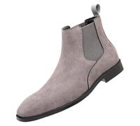 Botines sin Cordones Estilo Retro de Un Solo Color Cómodas Hasta el Tobillo de Ante Botines Chelsea de Cuero de Vaca y Ante Punta Cuadrada Estilo Slip-On Botas Chelsea Clásicas de Ante para Hombre