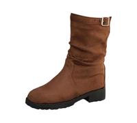 Botines sofisticados para Uso Diario con Cierre de Correa, Largo hasta la Rodilla, Plantilla cómoda y Elegante, Mujer, Ideales para Trabajo y Tiempo Libre en otoño e Invierno_2