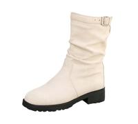 Botines sofisticados para Uso Diario con Cierre de Correa, Largo hasta la Rodilla, Plantilla cómoda y Elegante, Mujer, Ideales para Trabajo y Tiempo Libre en otoño e Invierno_1