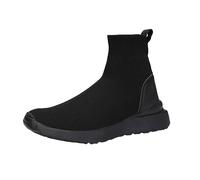 Botines vintage por encima de la rodilla Botas de piel para mujer con cordones voladores, tejidos, zapatos planos, calcetines sueltos, zapatos ligeros para mujer, zapatos sueltos, botas de lluvia