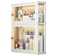 Botiquín, armario de pared de metal blanco con puerta de cristal, solución de almacenamiento colgante para oficina, comedor, sala de estar y cocina