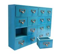 Botiquín con 16 cajones, baúles y armarios de farmacia, caja de almacenamiento de hierbas, organizador de cajones de escritorio de madera, muebles vintage, para farmacia, medicamentos del hogar, color