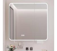 Botiquín con espejo con luces LED y desempañador, solución de almacenamiento montada en la pared para organización del baño y prevención de óxido