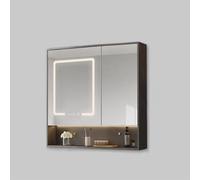 Botiquín con espejo de baño con puerta, estante de almacenamiento montado en la pared con espejo y agujero de papel, gran capacidad para baño y cocina organizados