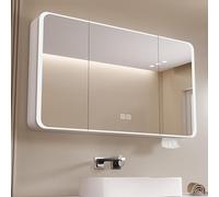 Botiquín con luz LED para baño, con luz frontal y retroiluminada, antivaho, impermeable, regulable, con espejo, diseño moderno blanco para un almacenamiento e iluminación elegantes