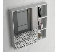 Botiquín de aluminio montado en la pared con espejo rectangular de tocador y estantes de almacenamiento, organizador de baño para un almacenamiento elegante y fácil acceso