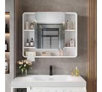 Botiquín de aluminio para baño con bisagra silenciosa, impermeable y a prueba de humedad, armario montado en la pared para baño, espacio de almacenamiento de gran capacidad y espacio de almacenamiento