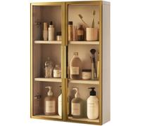 Botiquín de baño con puerta, organizador de almacenamiento de artículos de tocador montado en la pared, estantes sobre el inodoro para un almacenamiento eficiente en el baño y la cocina