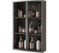 Botiquín de baño con puerta, organizador de almacenamiento de artículos de tocador montado en la pared, estantes sobre el inodoro para un almacenamiento eficiente en el baño y la cocina