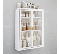 Botiquín de metal montado en la pared con puertas de cristal, elegante almacenamiento sobre el inodoro para baño, cocina, lavandería y dormitorio, solución organizadora funcional