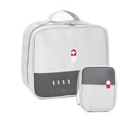 Botiquín de Primeros Auxilios 2 Piezas Vacio Bolsa Médico de Emergencia Portátil Bolsa de Emergencia Set para Oficina Hogar Deportes Viajes Senderismo Camping (Gris)