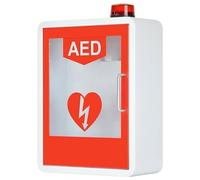 Botiquín de primeros auxilios, Armario de almacenamiento for desfibrilador DEA con sistema de luz y alarma, control de doble interruptor y botiquín de primeros auxilios.(Red)