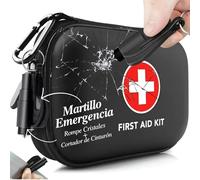 Botiquín de primeros auxilios compacto e impermeable, útil para llevar en el coche en caso de emergencia, con martillo rompe cristales que puede salvar su vida y la de su familia en caso de accidente