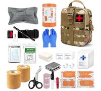 Botiquin de Primeros Auxilios Militar, 61 Piezas Kit Primeros Auxilios Militar, First Aid Kit para El Hogar, El Automóvil, La Escuela, Acampar Al Aire Libre