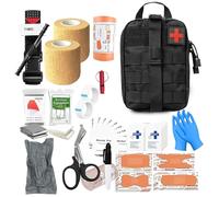 Botiquin de Primeros Auxilios Militar, 61 Piezas Kit Primeros Auxilios Militar, First Aid Kit para El Hogar, El Automóvil, La Escuela, Acampar Al Aire Libre (Negro)