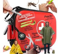 Botiquín de Primeros Auxilios Mochilania (96 Piezas) con Poncho Térmico Impermeable - Kit de Supervivencia Ligero (340g) para Senderismo, Trekking y Montaña - Estuche Impermeable con Tijeras de Trauma