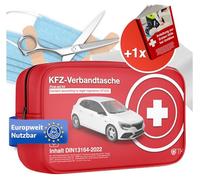 Botiquín de primeros auxilios para coches, muevo estándar 2026 para TÜV probado-certificado DIN 13164 STV= 2x Máscara de primeros auxilios