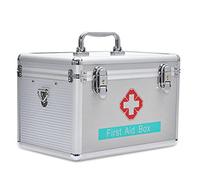 Botiquín de primeros auxilios portátil, botiquín emergencia for acampar, contiene bandeja extraíble, caja multifuncional for kit familiar con asa, plateado, 14 pulgadas(12in)