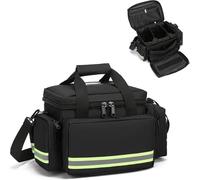 Botiquín de Primeros Auxilios Vacia, bolsa de suministros médicos profesionales, bolsa de traumatología para primeros auxilios con separadores interiores y fondo antideslizante(Black)
