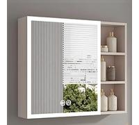 Botiquín empotrado con espejo LED regulable que se desempeña y almacenamiento para tocador de baño