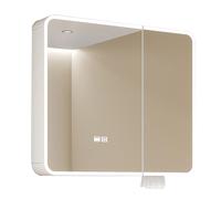 Botiquín iluminado con espejo, marco de aluminio, organizador de almacenamiento de baño que ahorra espacio