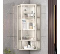 Botiquín montado en la pared con puerta de cristal que ahorra espacio, almacenamiento multicapa para cosméticos, perfumes y esenciales, ideal para organización y estilo de baño