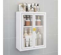 Botiquín montado en la pared con puertas de cristal que ahorra espacio para baño, cocina, lavandería y dormitorios. Solución de almacenamiento elegante y funcional para espacios pequeños