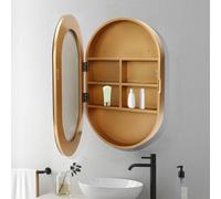 Botiquín ovalado LED con luz de 3 colores montado en la pared, diseño reversible abierto de 180°, ideal para la ira del baño (50 x 78 cm)