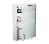 Relaxdays Botiquín Pared, 3 Baldas, con Llave, 58x38x13cm, Acero Inoxidable, Armario Medicinas, Primeros Auxilios, Plata