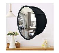 Botiquín redondo montado en la pared con espejo, almacenamiento de vidrio HD para baño, tocador, organización de entrada