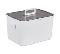 Botiquín Relaxdays, 5 compartimentos, caja de primeros auxilios, plástico, 22 x 28,5 x 21,5 cm, blanco/gris