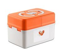 Botiquin Vacio, kit Primeros Auxilios Viaje, First aid kit, caja de Herramientas de Plástico Multifunción con asa, caja de Almacenamiento de Clasificación de Medicamentos(Orange,Large)