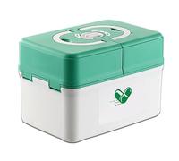 Botiquin Vacio, kit Primeros Auxilios Viaje, First aid kit, caja de Herramientas de Plástico Multifunción con asa, caja de Almacenamiento de Clasificación de Medicamentos(Green,Large)