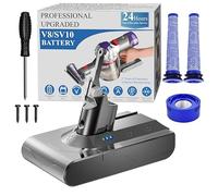 BOTKK Batería de repuesto profesional para Dyson V8 SV10 SV25, compatible con V8 Animal, Absolute, Motorhead, Fluffy, Trigger, Slim, Car+Boat Carbon Fiber Series Aspirador - Incluye 3 filtros
